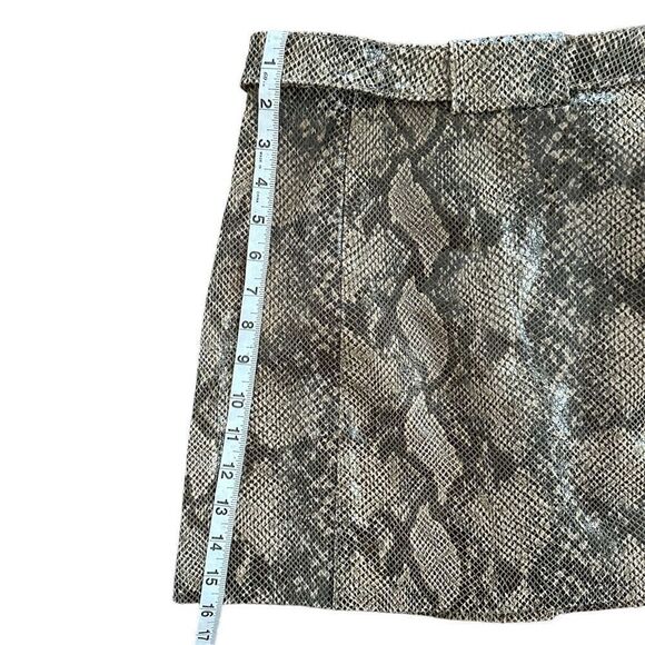 Zara Faux Leather Skirt Hogh Rise Snakeskin Front Button Neutral Tan Brown Belte - Picture 7 of 7